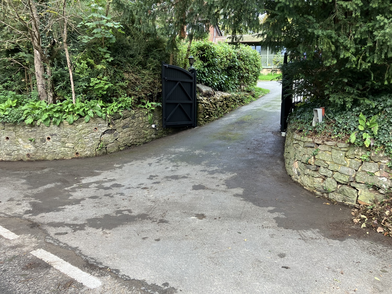 Kent wooden estate gates installed to be outward opening